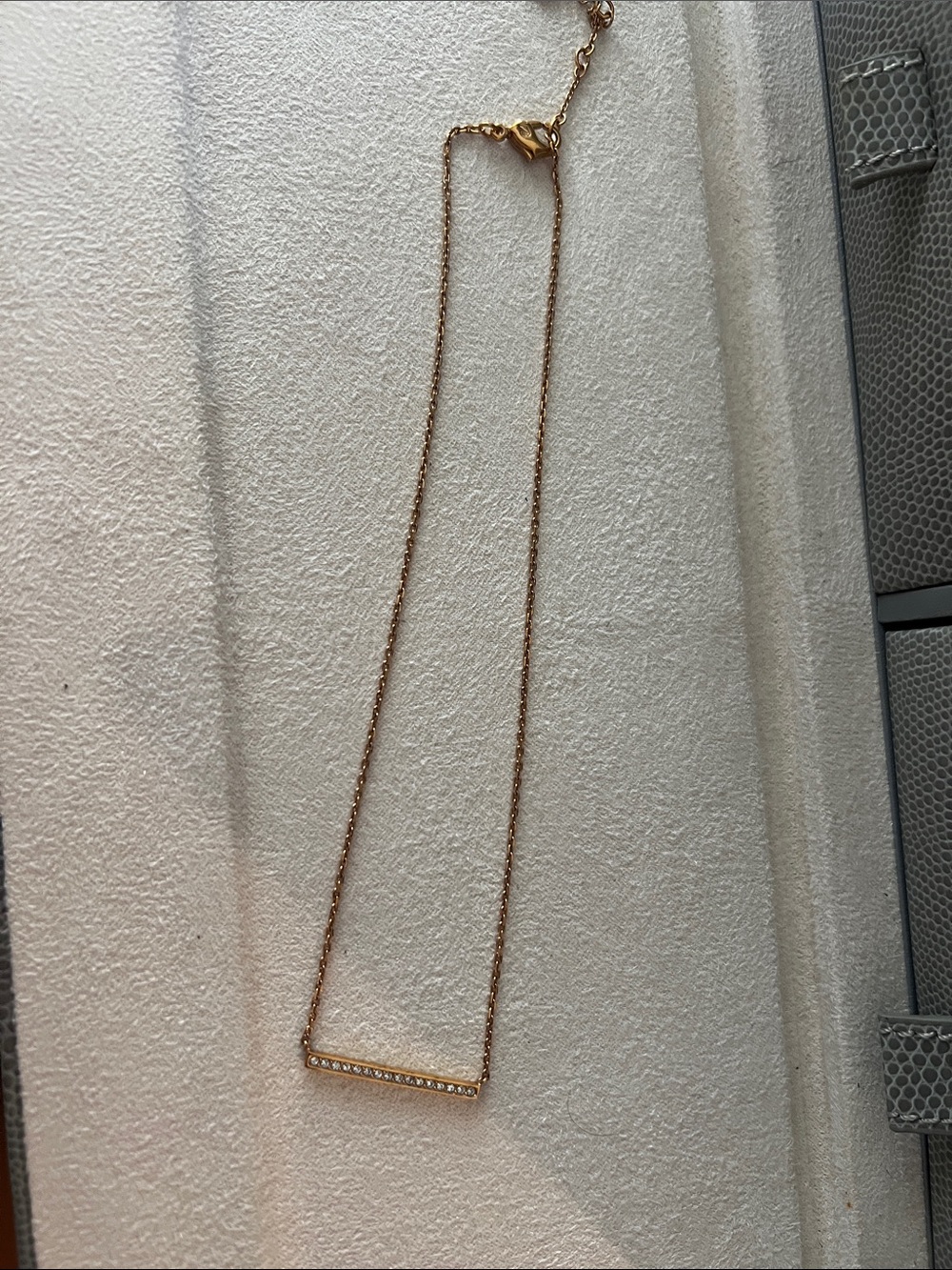 Swarovski Rose Gold Bar Necklace with Pavé Crystals